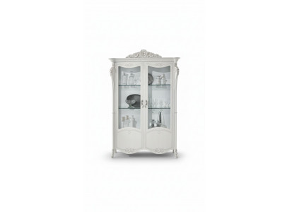 Vitrine blanche Armoire en verre Conception de placard classique Mobilier en bois de luxe Vitrines nouveautés