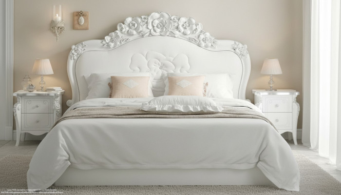 Lit Chambre Blanche Lits Bois Luxe Mobilier Design Classique Hôtel Double