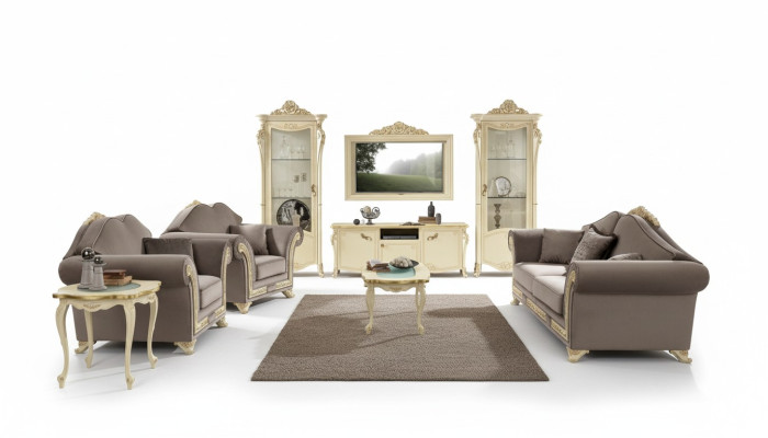 Ensemble de salon Ensemble de canapé Bois Salon Design classique Italie Ensemble de 9 pièces. 
