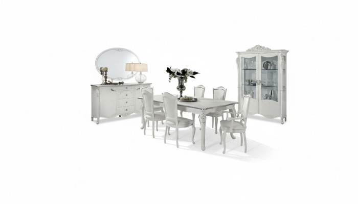 Ensemble de salle à manger Table à manger 6x chaises Commode Vitrine Suite de groupe Italie 9 pièces.