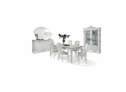 Ensemble de salle à manger Table à manger 6x chaises Commode Vitrine Suite de groupe Italie 9 pièces.