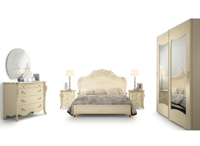 Ensemble de chambre Bizzotto Lit Table de chevet Commode Miroir Armoire 5 pièces.