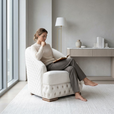 Fauteuil 1 place Chesterfield blanc Relax Meubles italiens Ameublement