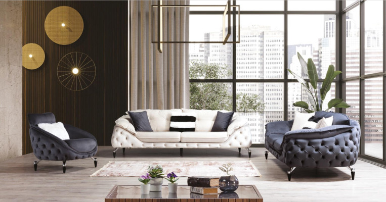 Canapé Chesterfield avec ensemble de canapé en bois textile 331 Set Upholstery de siège