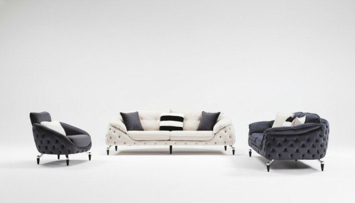Canapé Chesterfield avec ensemble de canapé en bois textile 331 Set Upholstery de siège