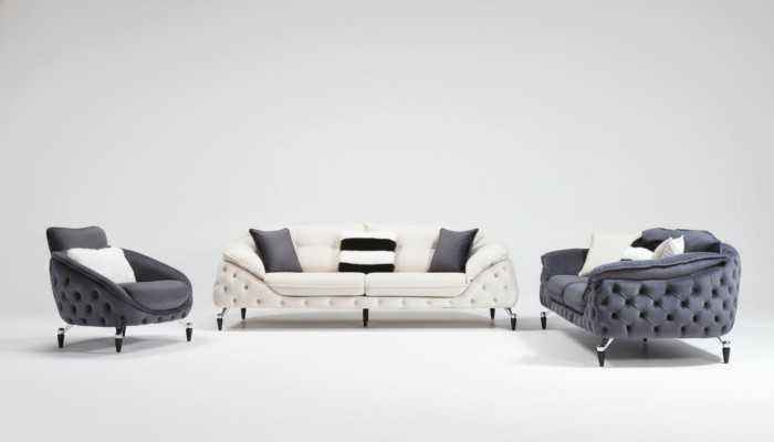 Canapé Chesterfield vert en tissu, canapé en tissu, mobilier de luxe, ameublement canapés sofa.