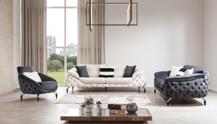 Canapé trois places Chesterfield Rembourrage Canapés en tissu Canapé en cuir Mobilier neuf