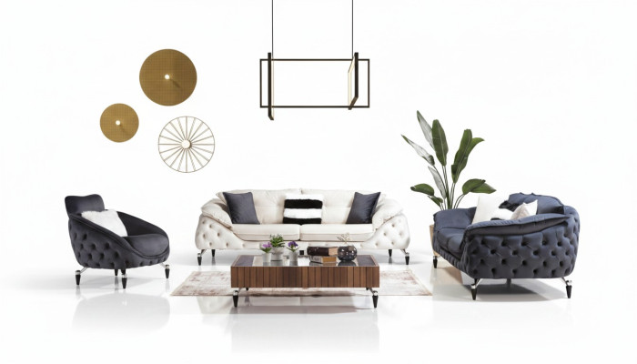 Canapé trois places Chesterfield Rembourrage Canapés en tissu Canapé en cuir Mobilier neuf
