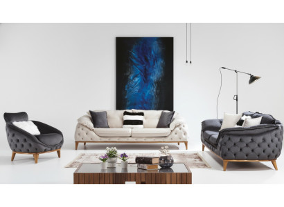 Trois canapé Chesterfield trois places Revêtement Canapé en tissu en cuir neuf
