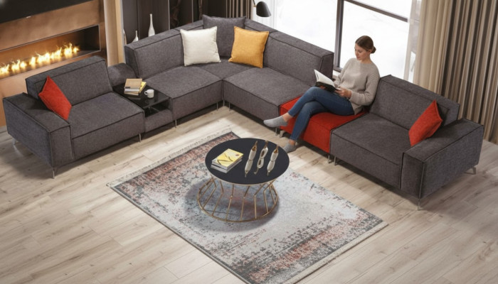 Canapé d'angle Canapé Canapé en textile gris Canapés Canapé rembourré Canapé d'angle nouveau