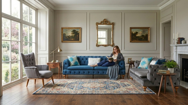 Ensemble de canapé Canapé 3+3+1 Chesterfield Fauteuil Meubles Ensemble de rembourrage multicolore