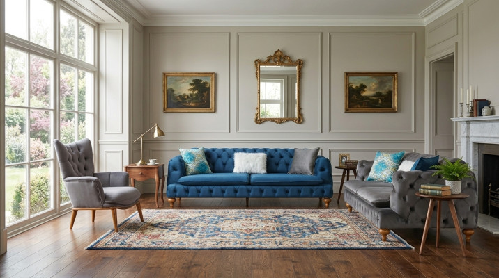 Ensemble de canapé Canapé 3+3+1 Chesterfield Fauteuil Meubles Ensemble de rembourrage multicolore