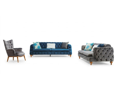 Ensemble de canapé Canapé 3+3+1 Chesterfield Fauteuil Meubles Ensemble de rembourrage multicolore