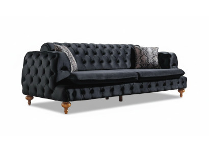 Canapé Chesterfield de luxe Trois places Canapés Noirs Ameublement