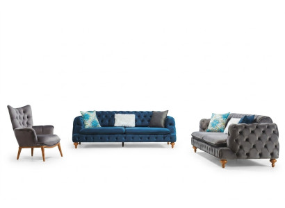Fauteuil 1 place Gris Salon Textile Chesterfield Style italien