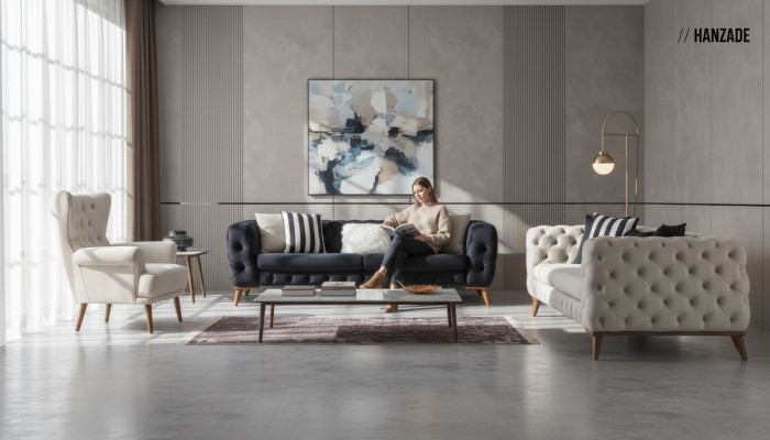 Canapé 3 places Noir Mobilier de luxe Canapé-lit Chesterfield Lit 3 places