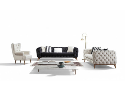 Canapé 3 places Noir Mobilier de luxe Canapé-lit Chesterfield Lit 3 places