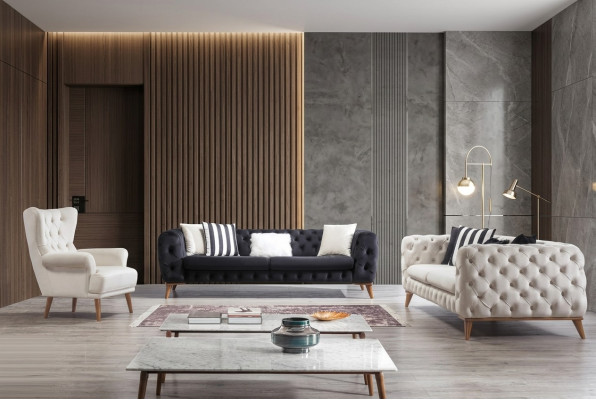 Canapé 3 places Blanc Meubles de luxe Chesterfield Style italien