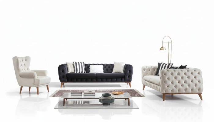 Canapé 3 places Blanc Meubles de luxe Chesterfield Style italien