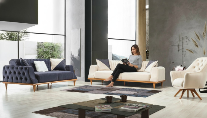 Ensemble de canapé de luxe Canapé moelleux Ensemble de canapé en tissu textile 3 places 331 Meubles