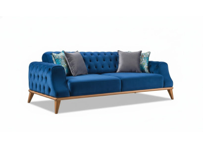 Canapé 3 places Bleu Salon Classique Chesterfield Style élégant