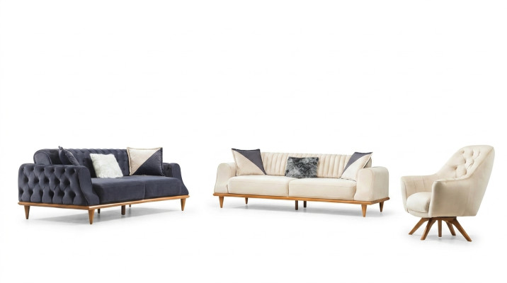Fauteuil beige 1 place Salon Design classique Chesterfield