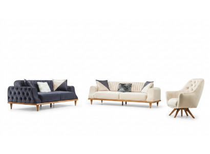 Fauteuil beige 1 place Salon Design classique Chesterfield
