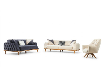 Fauteuil beige 1 place Salon Design classique Chesterfield