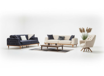 Canapé 3 places beige Salon Design élégant Style italien Chesterfield