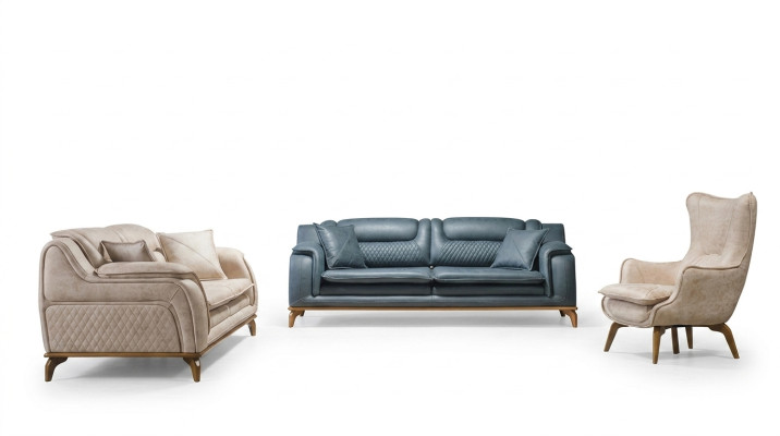 Canapé beige 3 places Salon Design classique Style élégant Chesterfield neuf