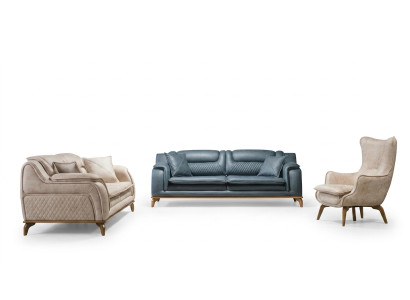 Canapé beige 3 places Salon Design classique Style élégant Chesterfield neuf