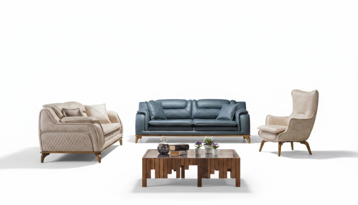 Canapé bleu 3 places Canapé de salon Design Chesterfield Style italien Meubles