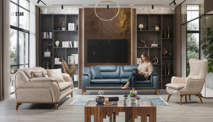 Fauteuil Beige 1 place Salon de luxe Design classique italien