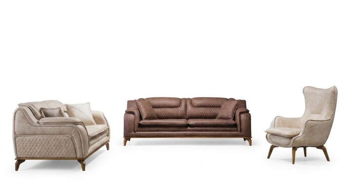 Canapé Marron 3 Places Salon Design Classique Style Italien de Luxe 3 Places