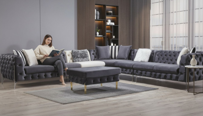 Canapé Canapé d'angle Sofa Tapisserie Canapés d'angle Canapés Chesterfield Meubles