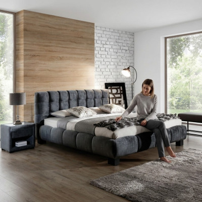 Lit Gris Chambre Mobilier Textile Design 160x200cm Lits Velours