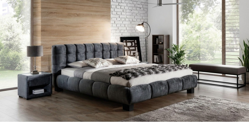 Lit Gris Chambre Mobilier Textile Design 160x200cm Lits Velours