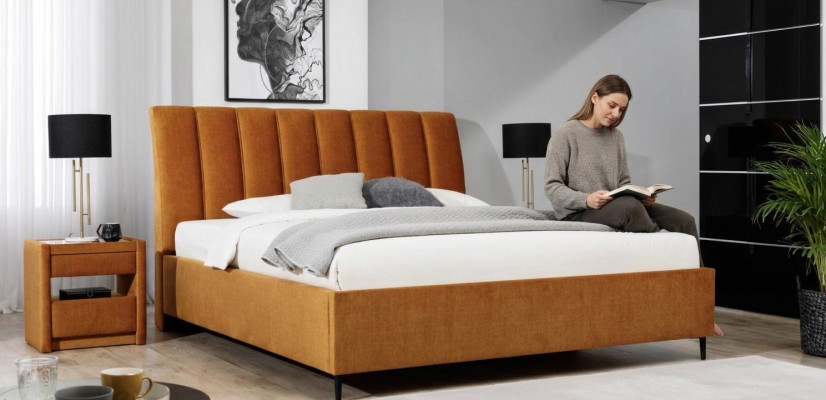 Lit Orange Chambre Rembourrage Mobilier Textile de Chambre à Coucher Style Moderne Lits
