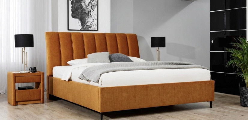 Lit Orange Chambre Rembourrage Mobilier Textile de Chambre à Coucher Style Moderne Lits