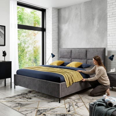 Lit Chambre Gris Mobilier en bois Textile Style Art déco classique