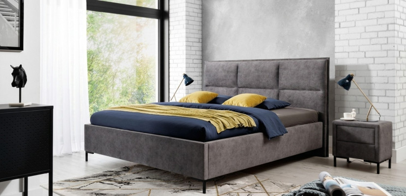 Lit Chambre Gris Mobilier en bois Textile Style Art déco classique