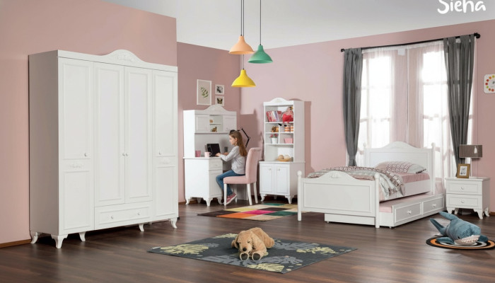 Chambre d'enfants Set Blanc Bureau Élégant Design Étagère à Livres Meubles en Bois nouveau
