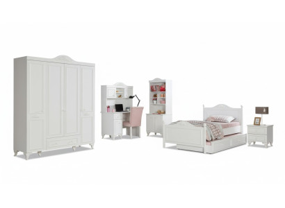Chambre d'enfants bois Chambre de jeunes Lit Table de chevet Design moderne Mobilier nouveau 2 pièces.