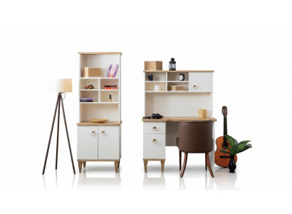 Ensemble de bureau comprenant un bureau beige et une bibliothèque, bureau de secrétaire, design 2 pièces. nouveau.