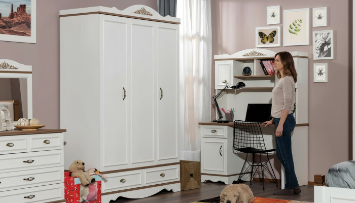 Armoire de luxe classique Armoire Armoire Mobilier en bois Armoires blanches de chambre