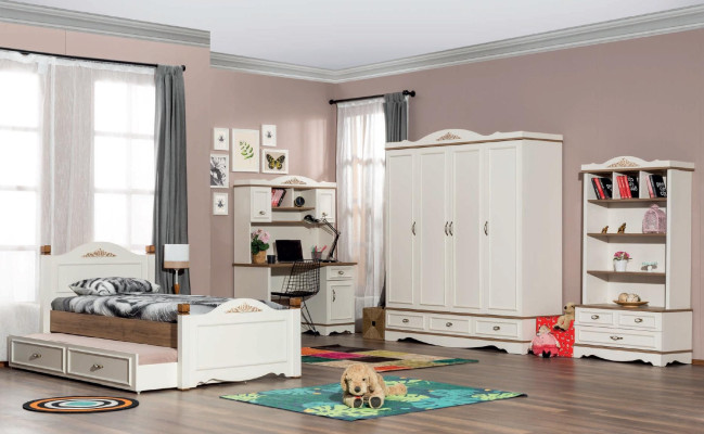 Lit pour enfants Chambre d'enfants Lit Chambre Design de luxe Mobilier Bois Chambre de jeunes