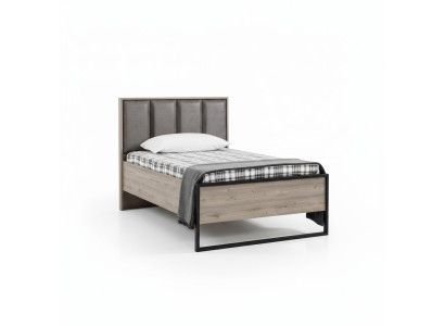 Lit de design loft en bois avec une tête de lit rembourrée et un cadre de lit neuf