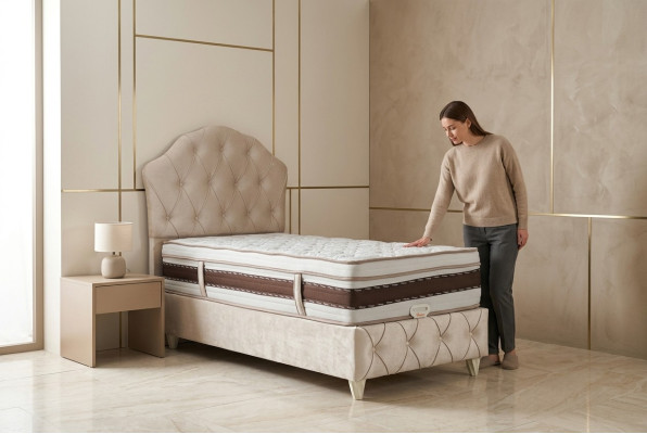 Lit Blanc Lit Simple Chambre Lit à Sommier Lit Style Chesterfield