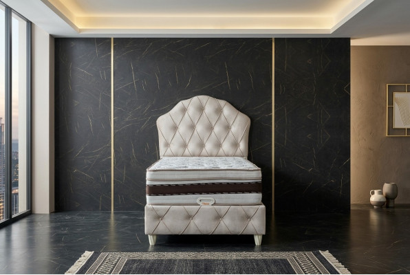 Lit Blanc Lit Simple Chambre Lit à Sommier Lit Style Chesterfield