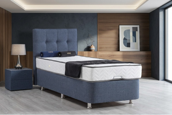 Lit Bleu Lit Simple Métal Lits Modernes Lit de Luxe en Tissu Chesterfield neuf